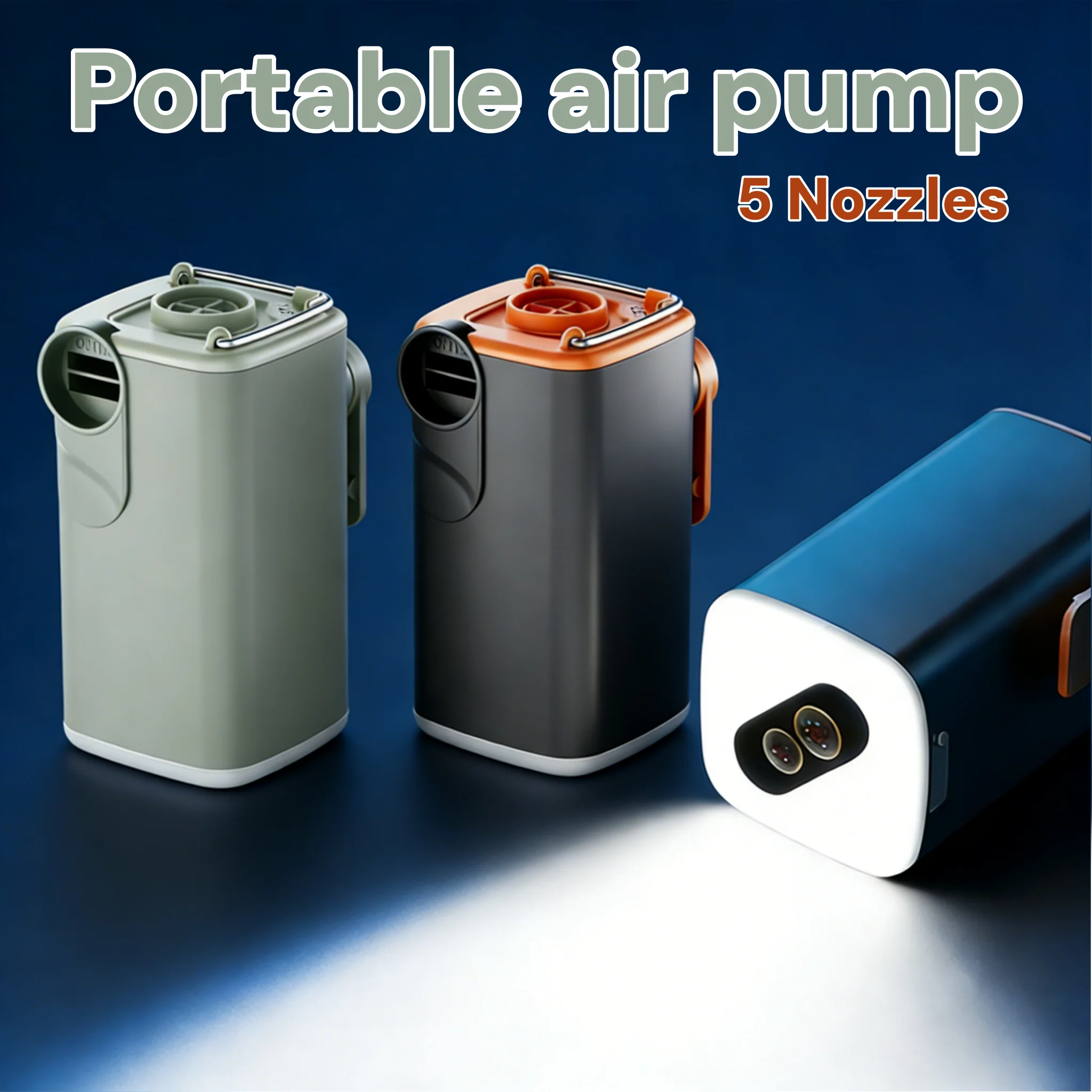 2026 Mini Portable Camping Electric Air Pump with Rechargeable Camping Light Quick Inflate for Outdoor Air Mattress Pool Floats