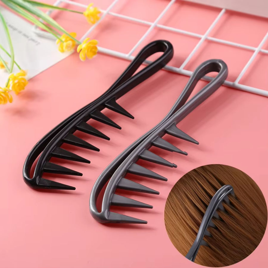 1 Wide Toothed Shark Comb Exfoliating Curly Hair Salon Hair Comb Styling Tool, Special for Real Hair