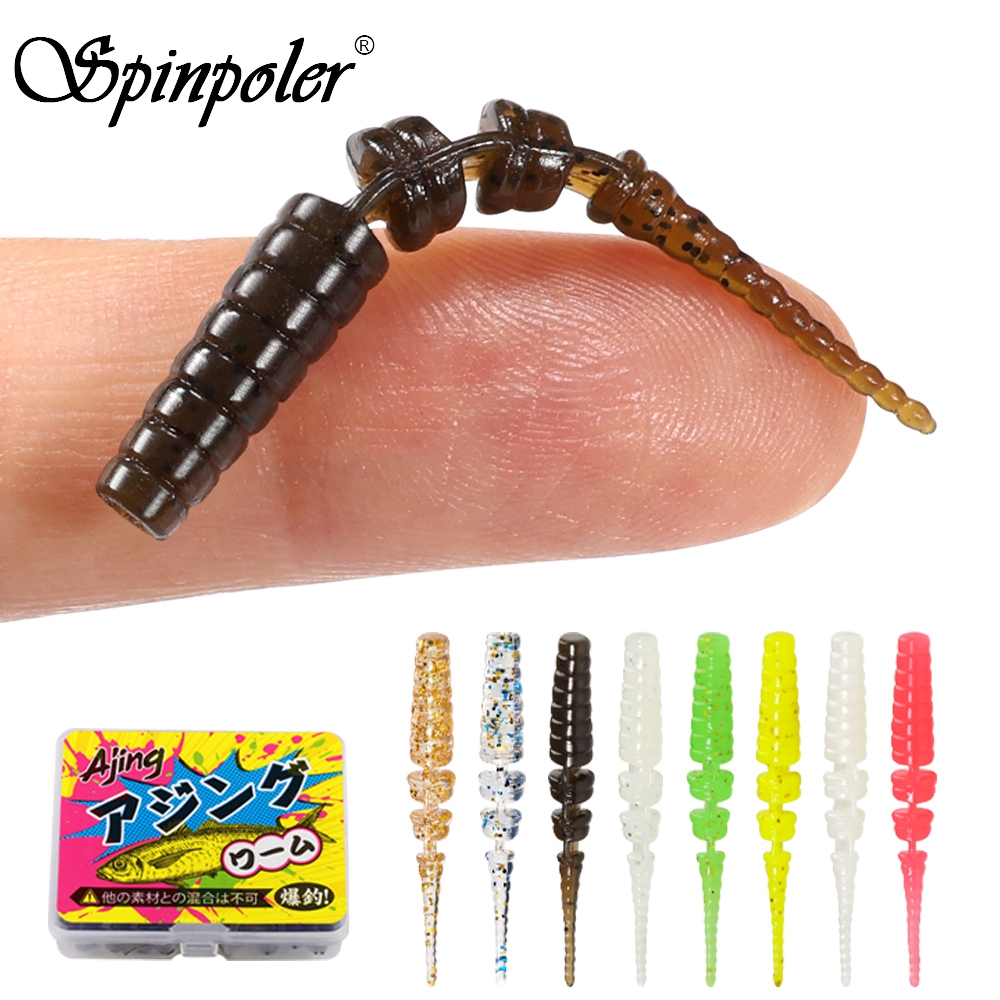 Spinpoler 42mm Micro Mini Ocean Rock Fishing Soft Lure TPR Silicone Swimbait Drop Shot Light Game Ajing Fish Tackle Pesca