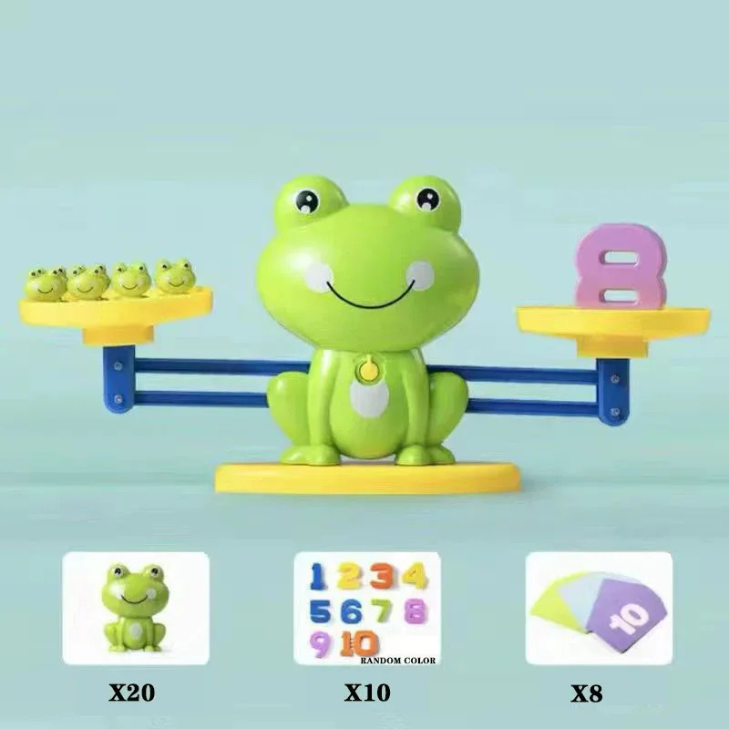Kids Frog Scale Math Toy, Interactive Number Balance Game for Early Learning, Montessori Mathematics Teaching Aid for Preschool