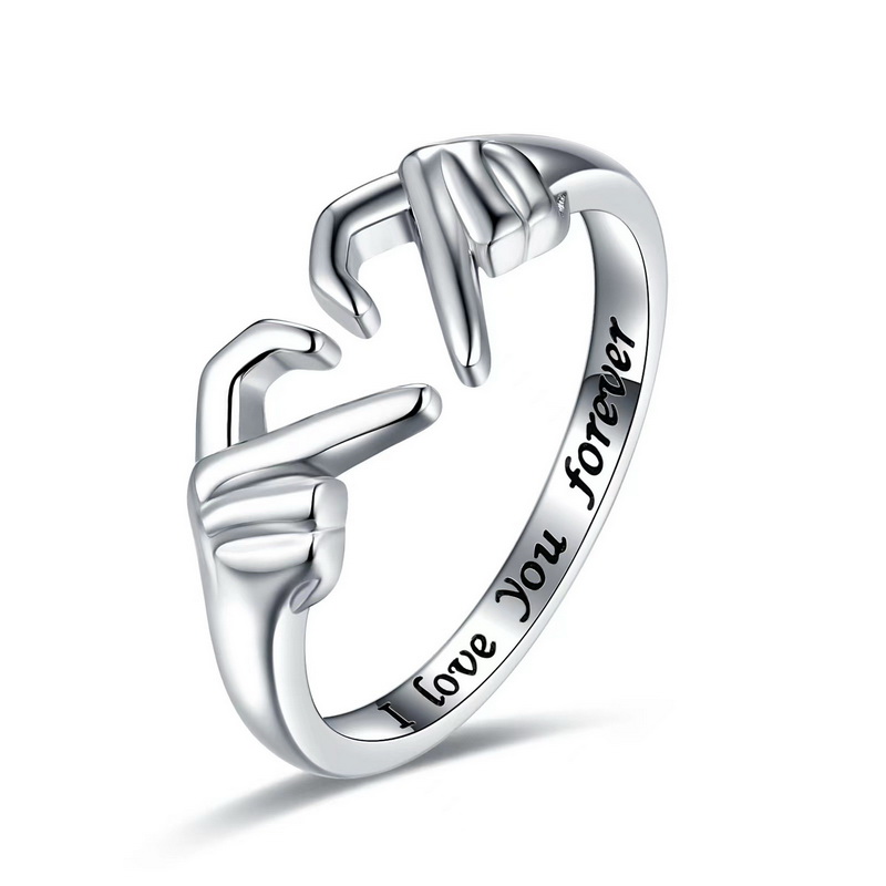 Romantic Love Hug Hand Rings Creative Love Forever Open Finger Rings Adjustable Exquisite Jewelry Ring For Women Party