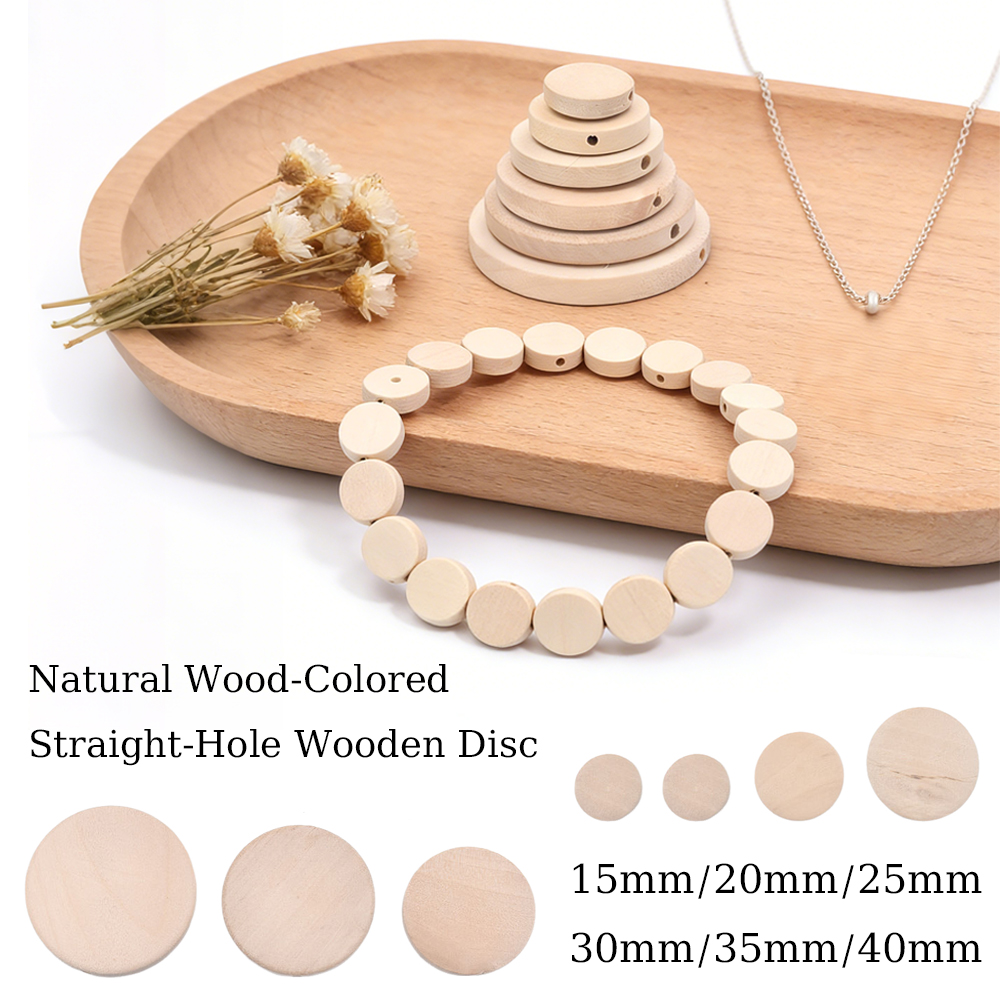 10-100pcs 15-40mm Natural Colour Wood Flat Round Beads Blank Loose Spacer Beads For Jewelry Making Earrings Charm Diy Handicraft