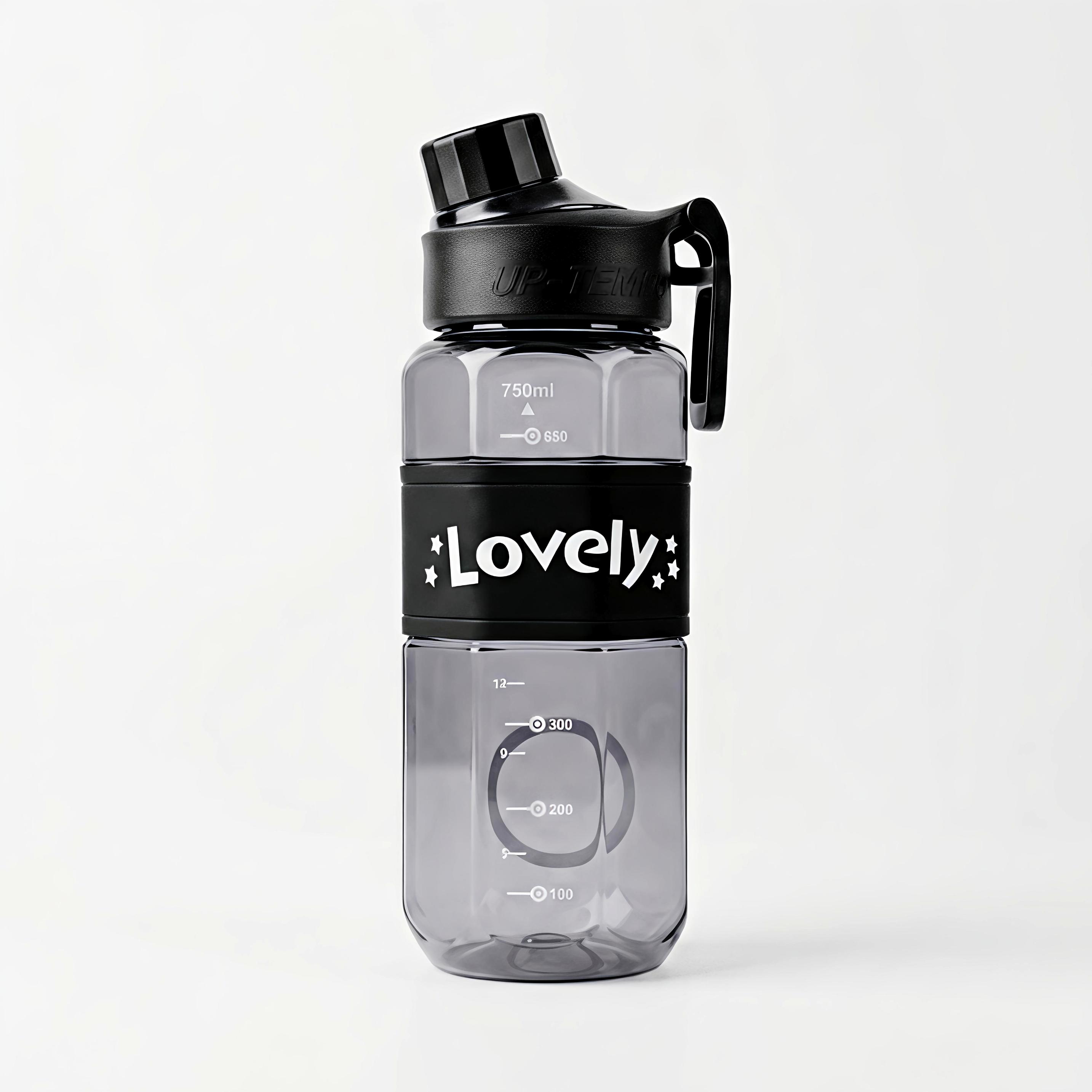 Premium 750ml "Lovely" Sports Water Bottle with Scale - Durable Clear Tritan Hydration Bottle with Silicone Grip & Handle for Gym, College & Travel