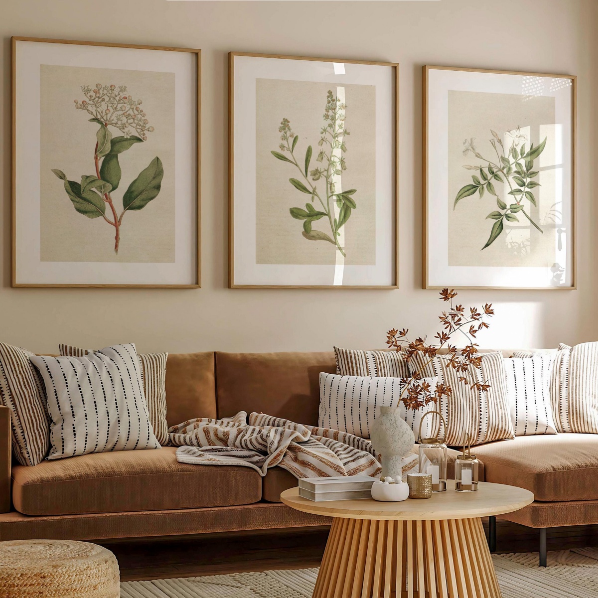 3pcs/set Antique Flower Illustrations Canvas Print Poster Vintage Pastoral Botanical Art Prints Living Room Wall Art Home Decor