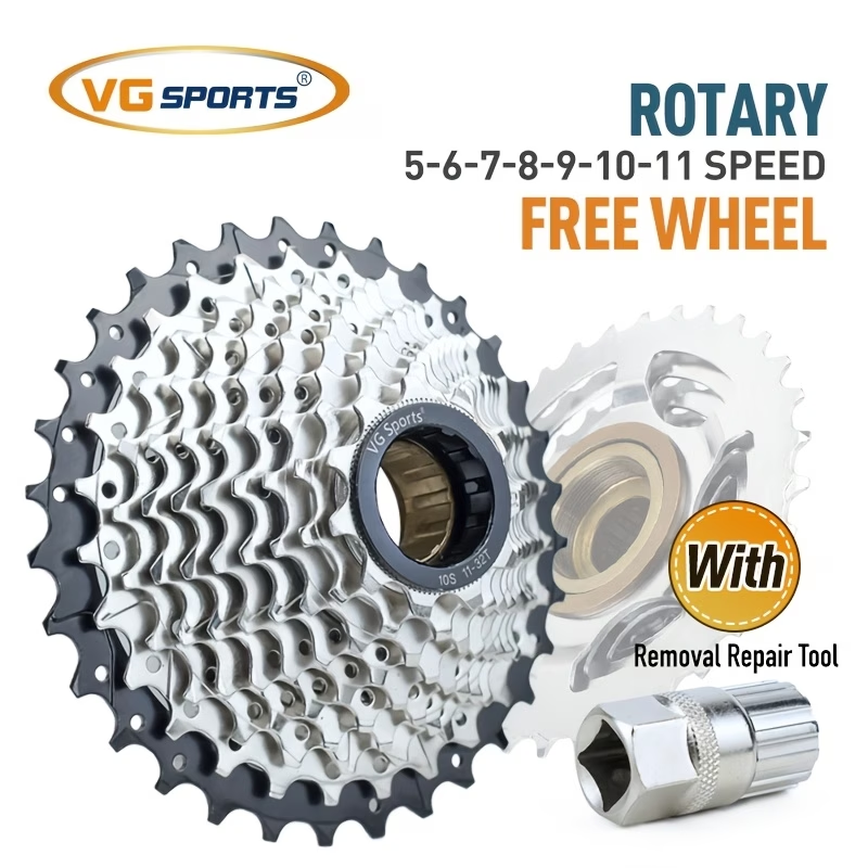 1pc VG Sports Bike Sprocket 5/6/7/8/9/10/11 Speed Thread Freewheel 14-28T 13-28/32T 11-32T/36T Cogs Fit Rotary Hub With Tool