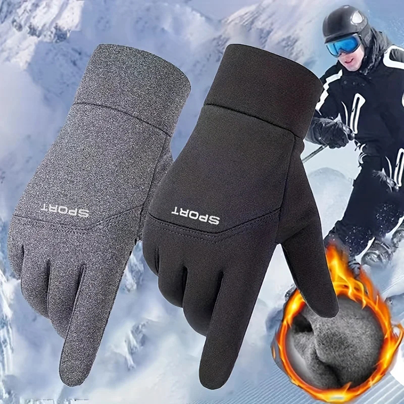 2026 Winter Warm Gloves Unisex Thermal Windproof Plush Outdoor Sports Cycling Gloves for Men Women Touch Screen Cold Weather
