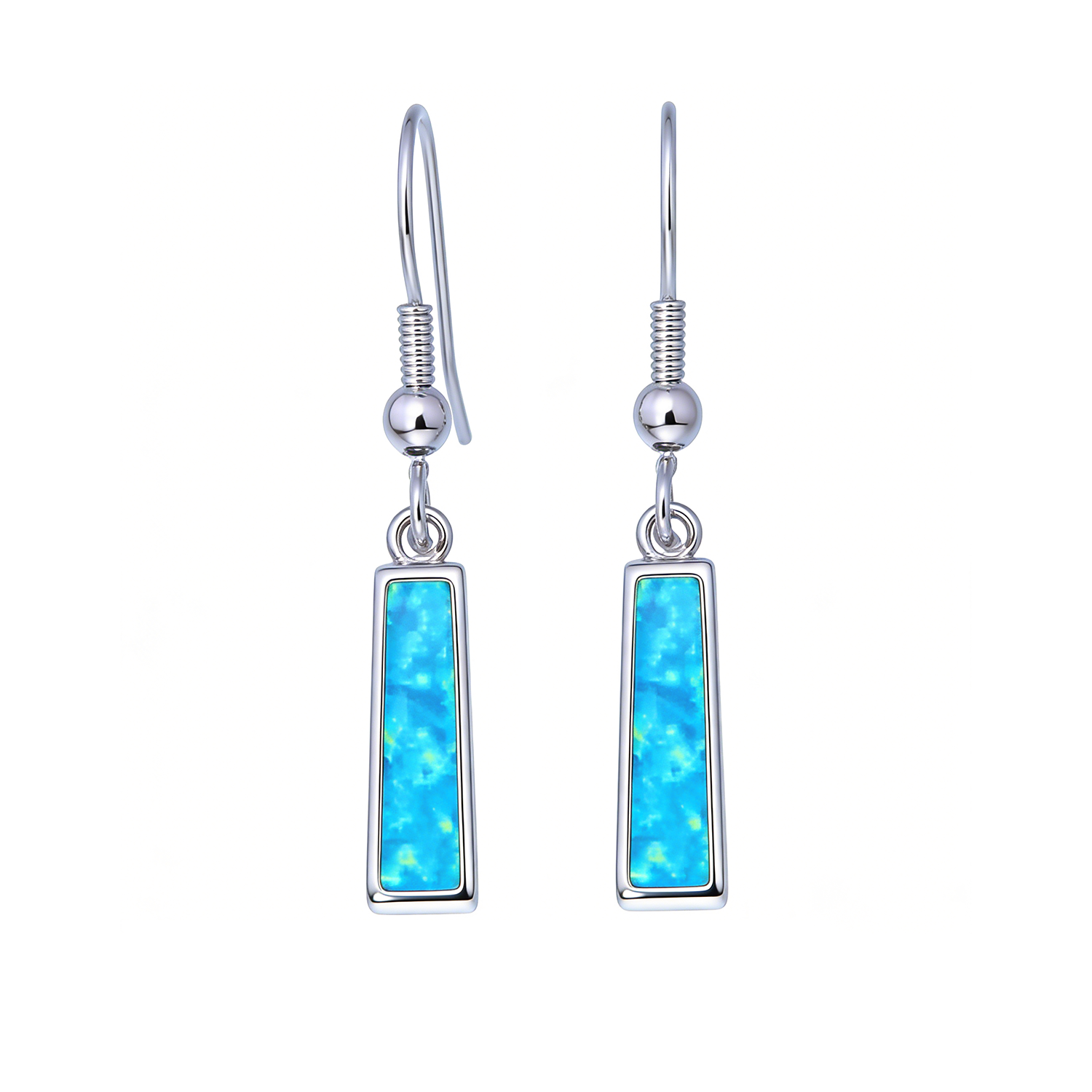 Minimalist Multi-Stone Opal Earrings,Geometric Light Blue Opal Drop Earrings,Hypoallergenic White K Plated Daily Luxury Jewelry