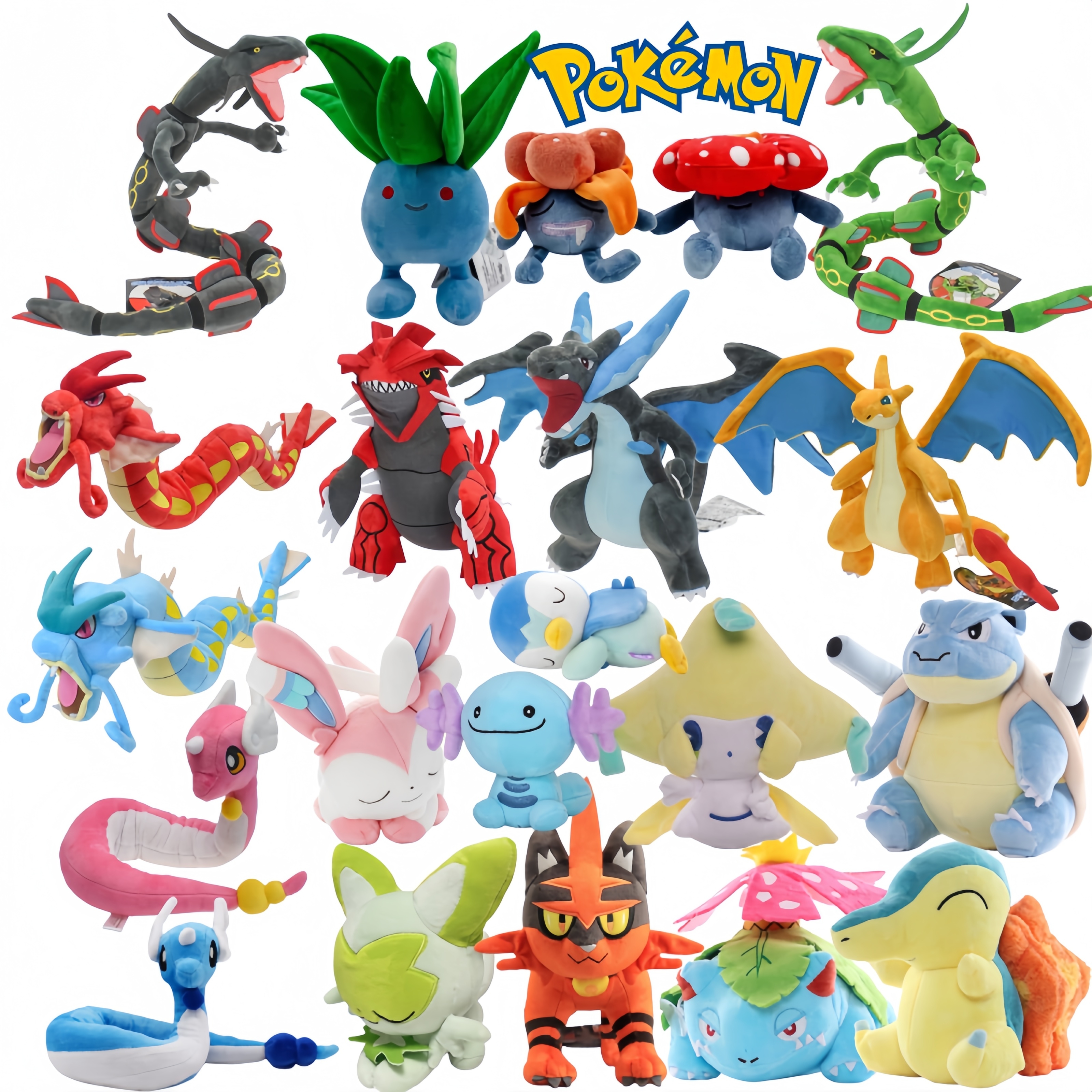Pokemon Oddish Vileplume Gloom Plush Toys Dragonair Charizard Rayquaza Torracat Jirachi Gyarados Stuffed Blastoise Pikachu Doll