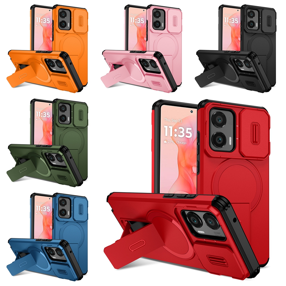 Luxury Armor Magnetic Case for Moto G Play Power 5G Edge Stylus 2024 2025 Lens Stand Slim Back Cover Wireless Charing Bracket