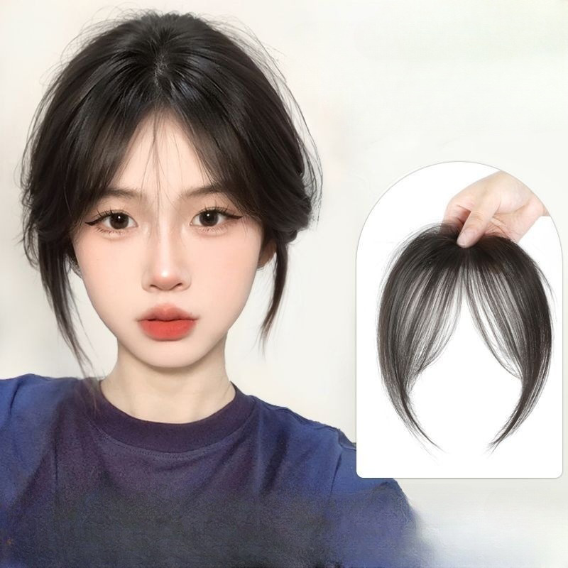 Middle Part Fake Bangs Fringe Synthetic Topper Hairpiece Clip-In Bang Extension Natural Invisible Clourse Hairpiece Women