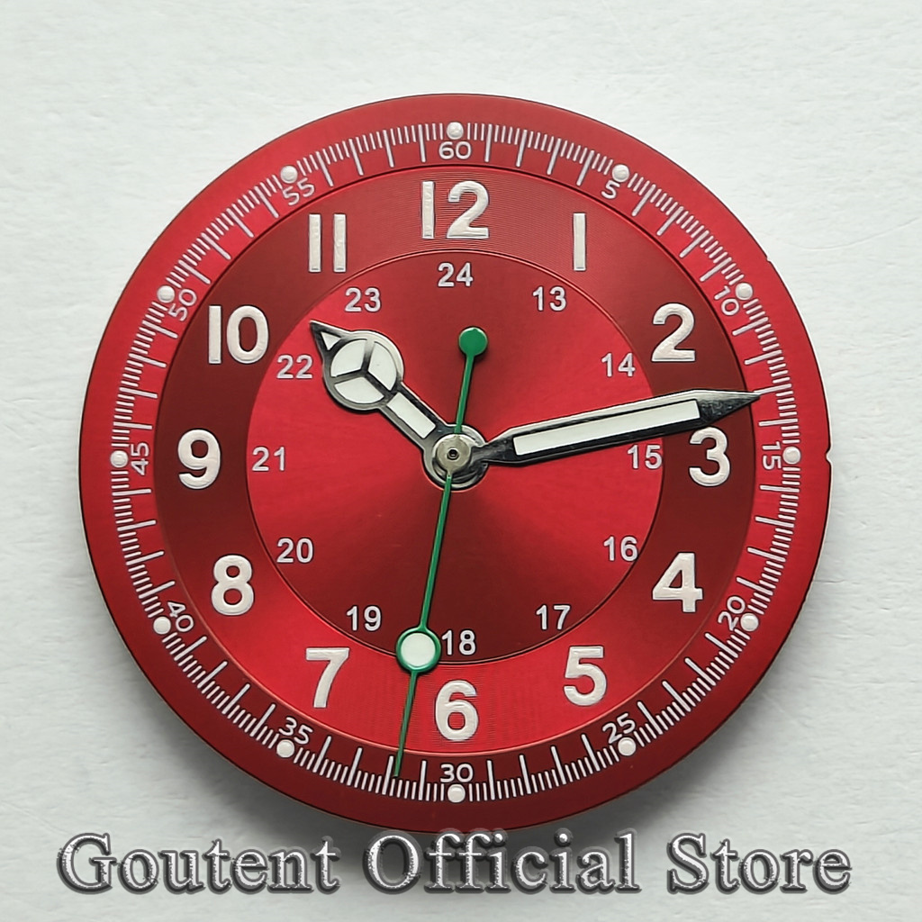 Goutent new 29mm sterile red dial+green second hand is suitable for NH34 NH35 NH36 DG2813/3804 Miyota 8215 821A Movementmovement