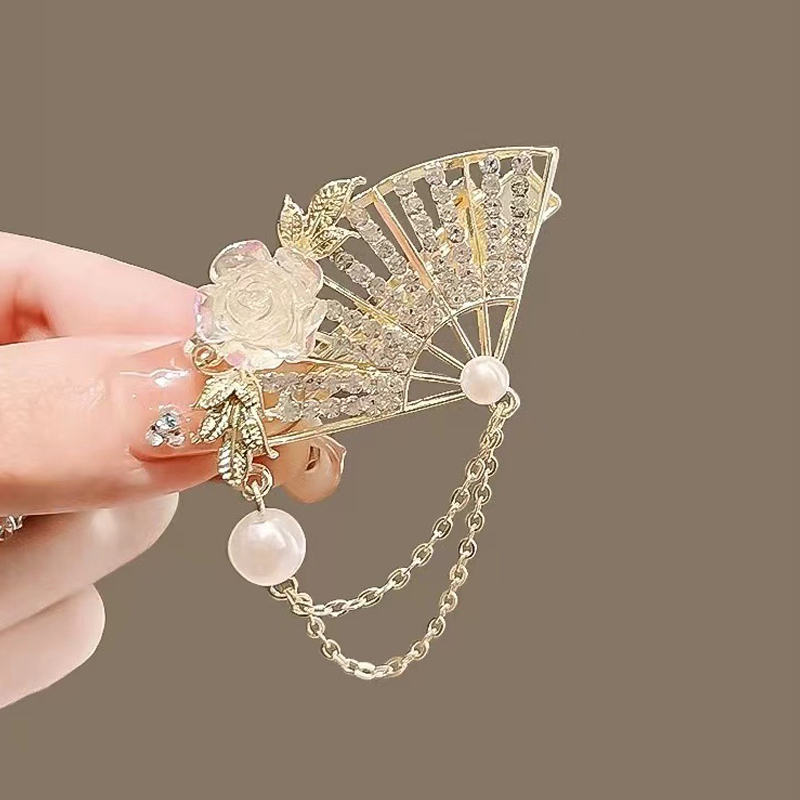 1pc Flower Hair Clip Elegant Alloy Hairpin for Women Side Clip Minority Duckbill Clip New Bangs Clip Hanfu Headpiece