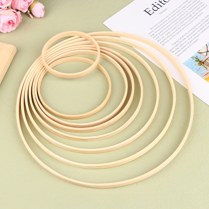 1Pc Bamboo Circle Frame DIY Dream Catcher Ring Embroidery Hoop Bamboo Wooden Hanging Flower Wreath Wedding Decorations