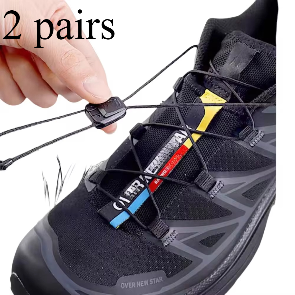 2pairs 160cm Can Cut No Tie Shoe Laces Round Tennis Laces Without Ties Kids Running Sneakers Shoelaces Black White Shoes
