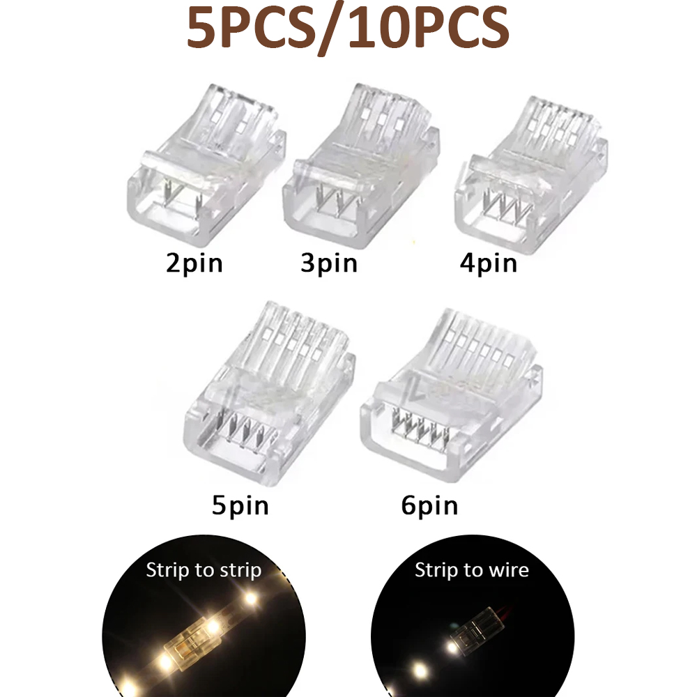 2Pin 3Pin 4Pin 5Pin 6Pin LED Connectors 8/10/12MM LED Strip To Strips Strip To Wire for SMD5050 Strip Light Connectors Buckle