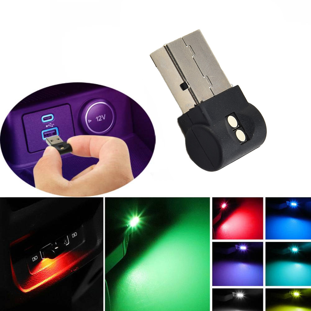 1x Mini USB RGB LED Car Interior Light With Touch Key Neon Atmosphere Ambient Lamp Fit Any Device With USB Port For Car Computer