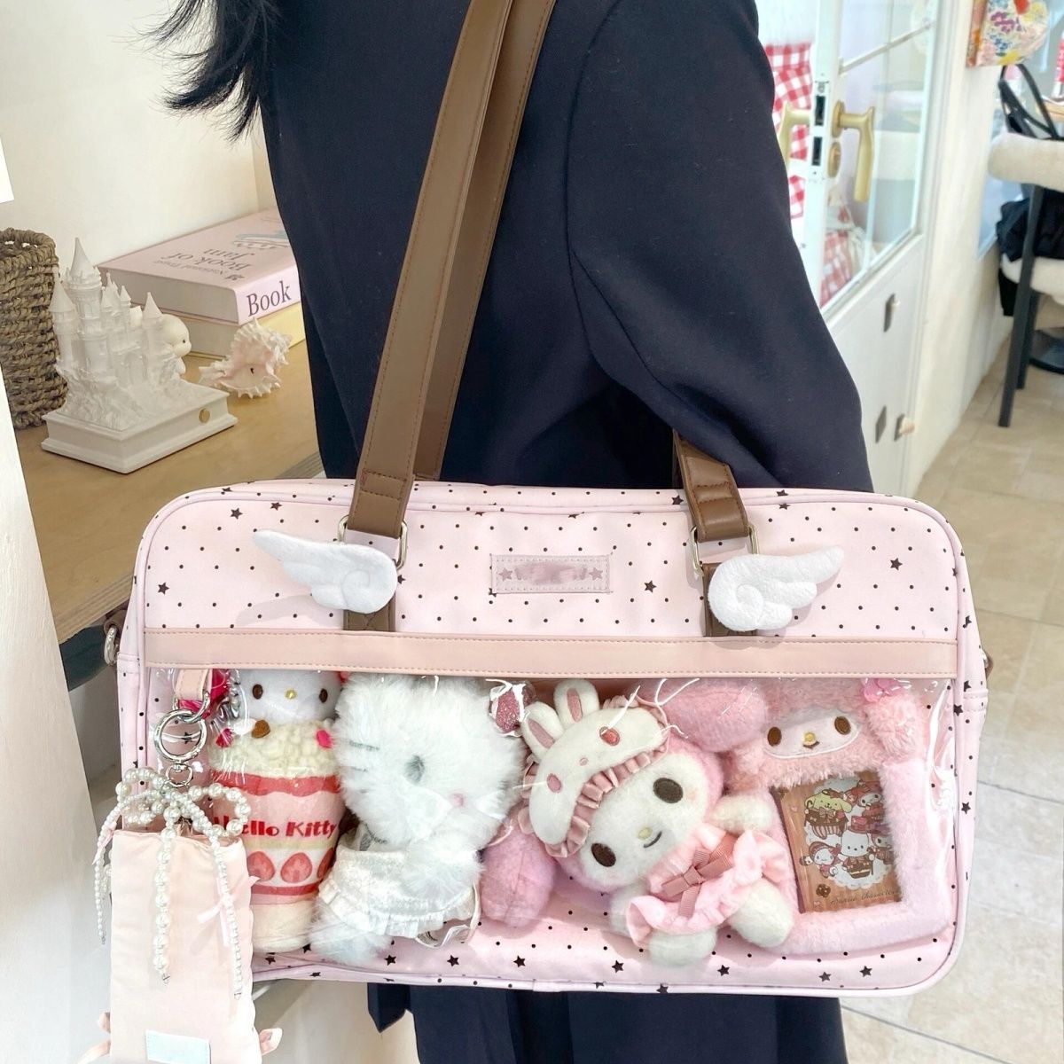 New Original Design Girl Sweet Y2k Ita Bag Cute JK Uniform Ulzzang Shoulder Bag Daily Commuting Casual Polka Dot Women's Bag