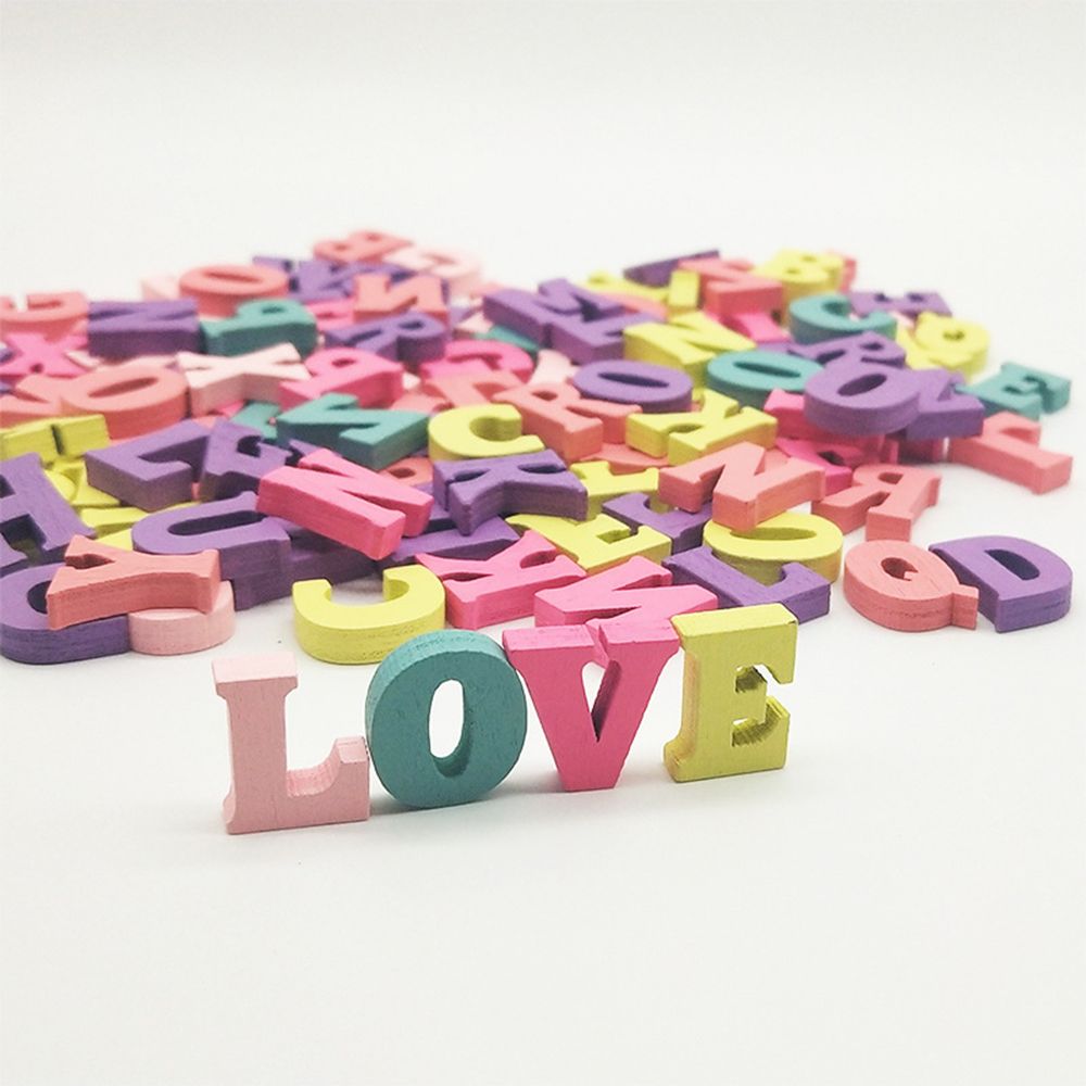 100Pcs Wooden Letters Decorative Alphabet English Letter Decoration Wood Numbers Baby Early Learning Tool Scrapbooking Craft DIY
