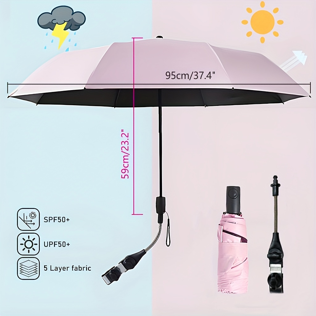 UPF50+ Adjustable Universal Sun Umbrella Clamp - Portable Design for Beach, Wheelchair, Golf Cart, Stand & Patio Furniture