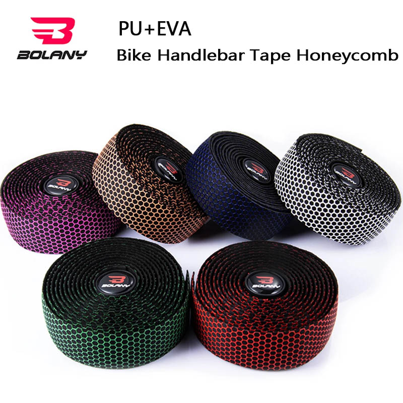 Bolany 1 pair Silicone Handlebar Tape Honeycomb Design Anti-Slip EVA Shock Absorption r Road Bicycle Handlebar Accessories