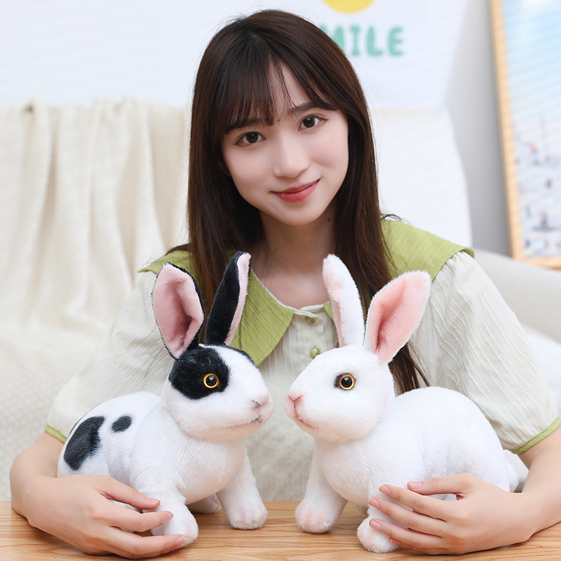 20cm Simulation Cute Rabbit Plush Fur Realistic Kawaii Animal Easter Bunny Rabbit Toy Model Home Decoration