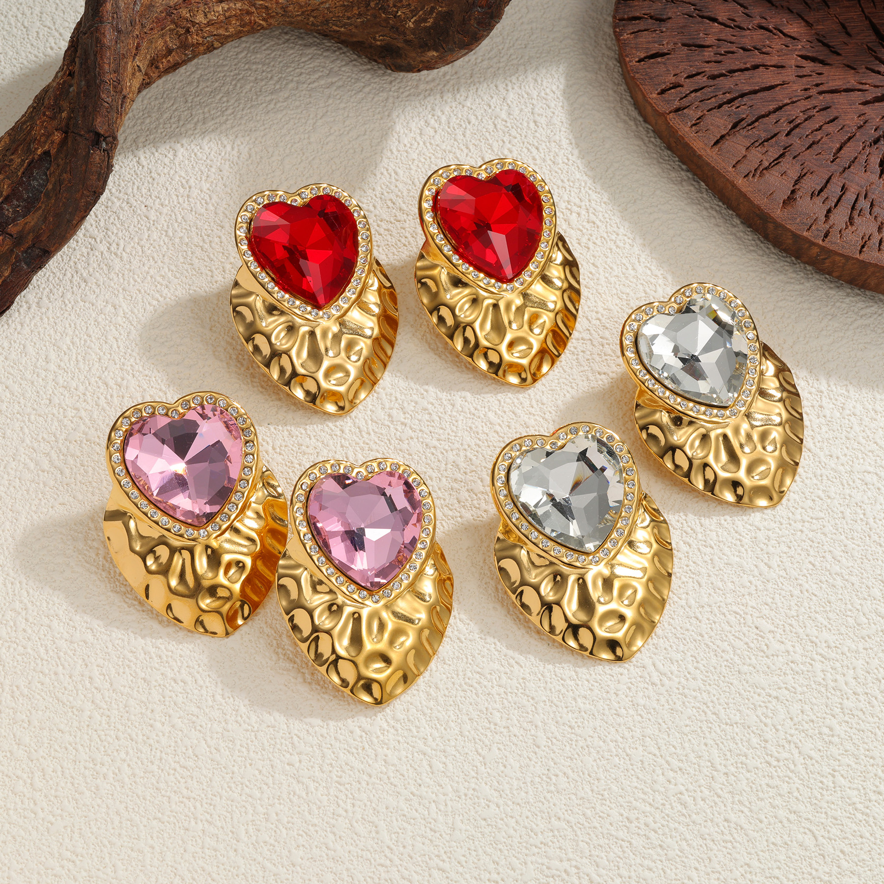 Kissmoon Trendy Teardrop Heart Shape Insert Zircon Stainless Steel Gold Color Earing For Women Brithay Party Accessory Jewelry