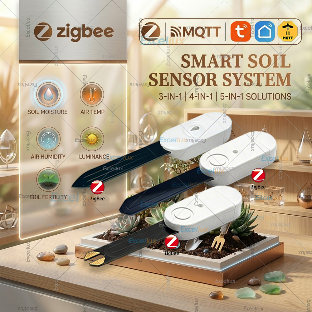 Zigbee Soil Moisture Tester Sensor Temperature Hygrometer Illuminance Soil Fertility Sensor For Tuya Smart Life 2MQTT Automation