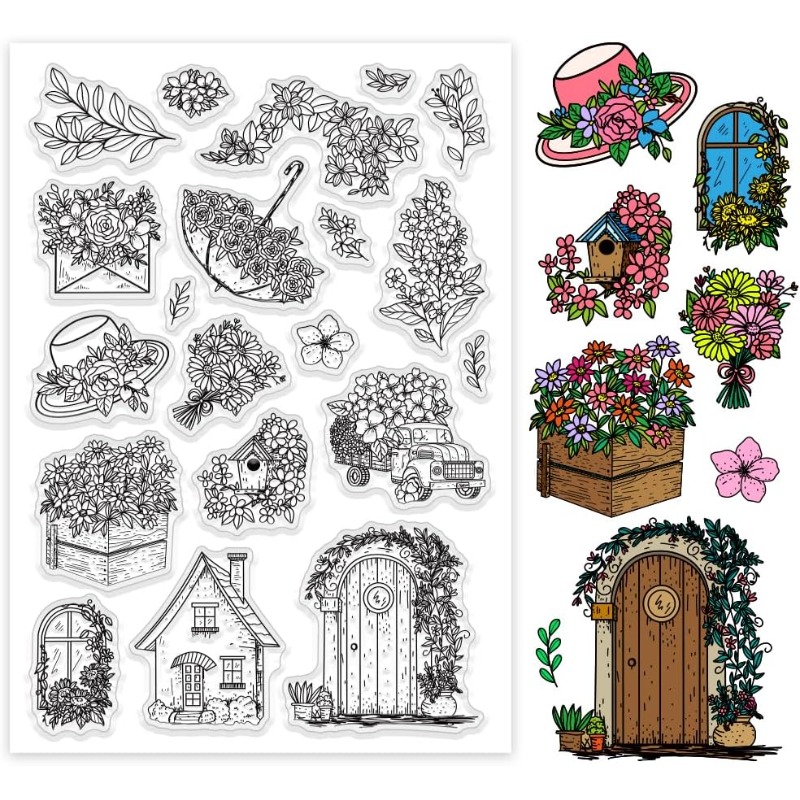 1Sheet Flower Clear Stamps for Scrapbooking Flowers of All Seasons Silicone Stamps Floral Transparent Craft Stamp Seal Stamp