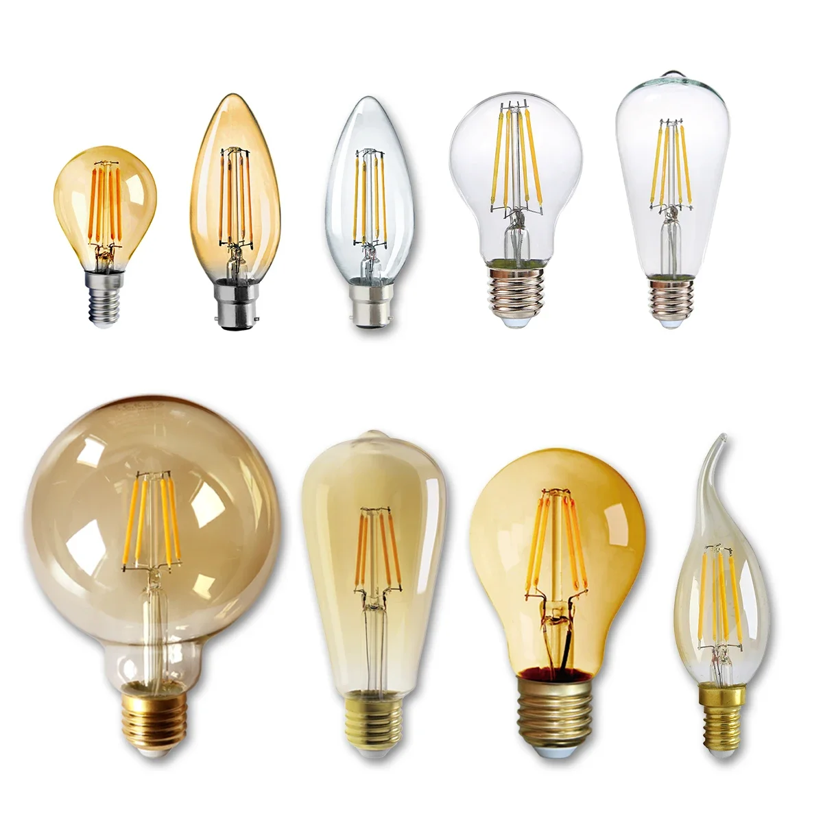4PCS LED Retro Edison Light Bulb A60 G45 ST64 G80 G95 G125 E27 E14 B22 220V Vintage Ampoule Incandescent Edison Filament Lamp