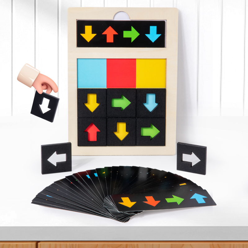 Montessori Wooden Toys Children Logical Thinking Training Direction Color Cognition Educational Battle Battle Board Game