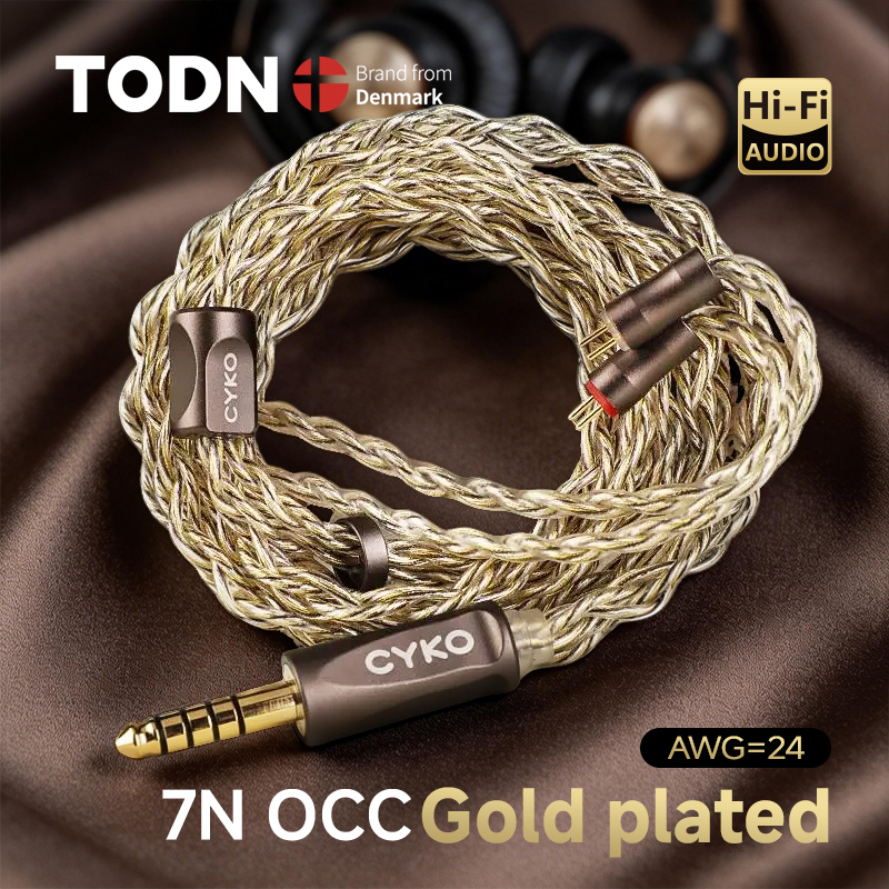 CYKO 7N OCC 4-Core HiFi Earphone Upgrade Cable Gold-Plated Connector 3.5mm/4.4mm MMCX/0.78 2Pin For HOLA IEM Headphones