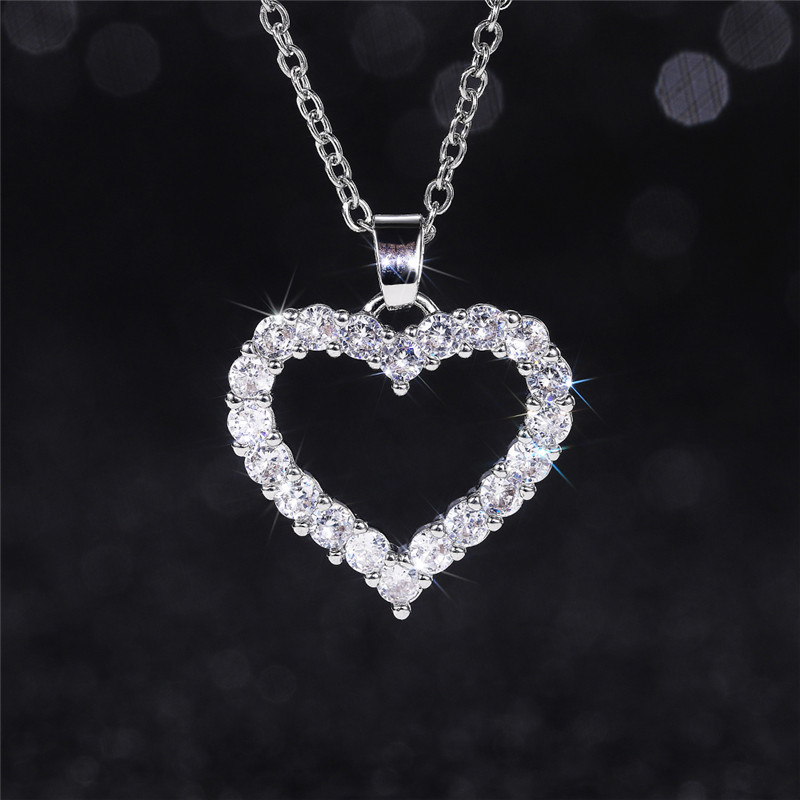 Huitan Romantic Princess Pink Heart CZ Pendant Necklace for Wedding Engagement Fashion Women Necklace Party Jewelry Love