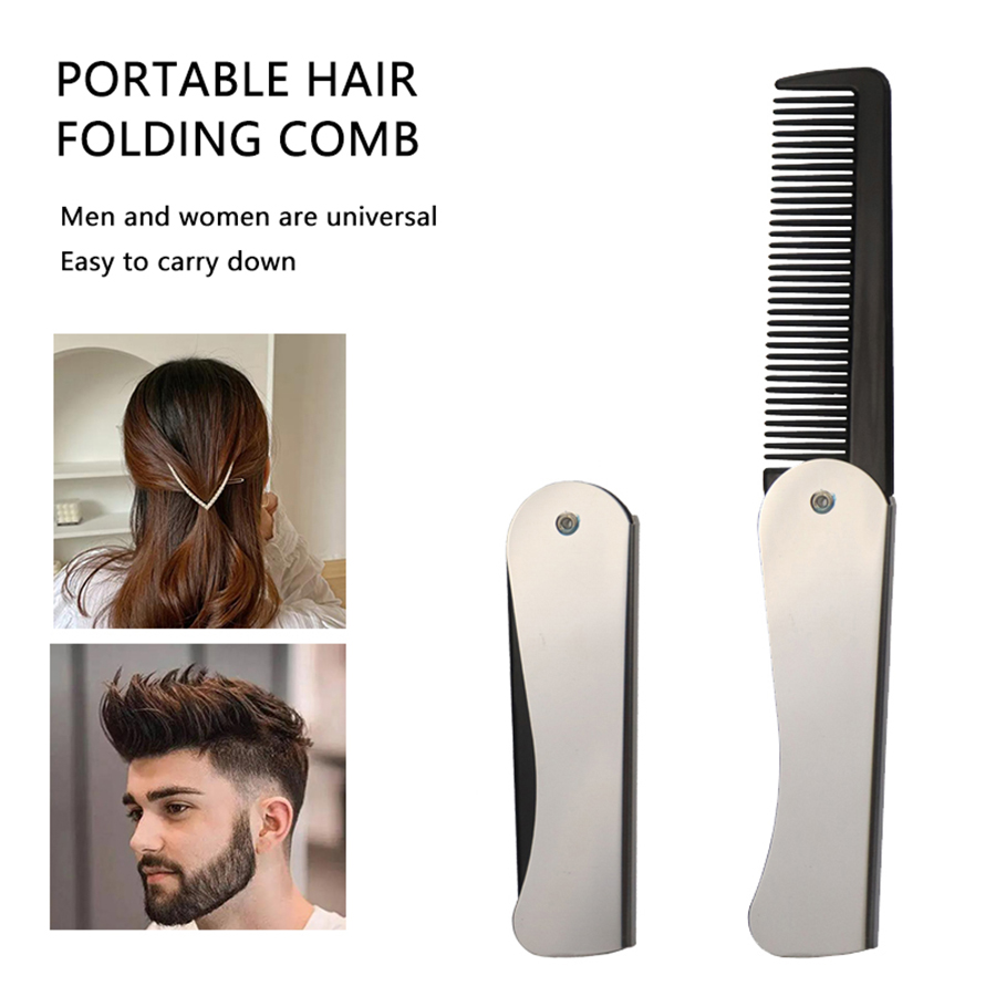 1/2Pcs Folding Beard Combs，Easy Carrying，Fine Tooth Hair Comb Straightener for Grooming Styling Hair，Special for real hair