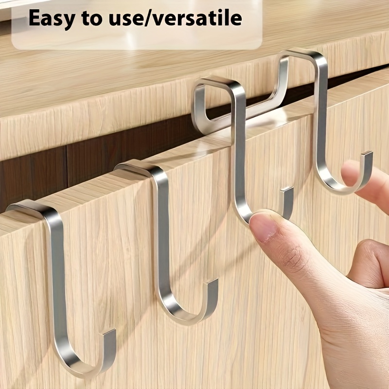 2Pcs Stainless Steel Z Type Over Door Hook Heavy Duty Brushed Finish S Shape Double Hooks for Bathroom Kitchen Bedroom