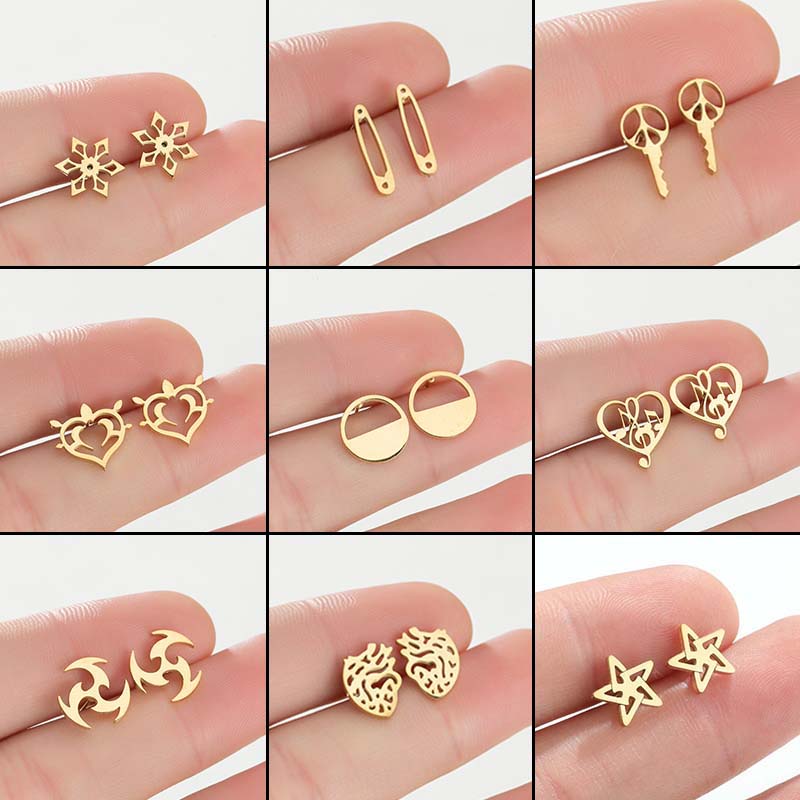 Fashion Stainless Steel Darts Star Earrings for Women Creative Geometric Ear Jewelry Girls Trendy Golden Earring Accessories