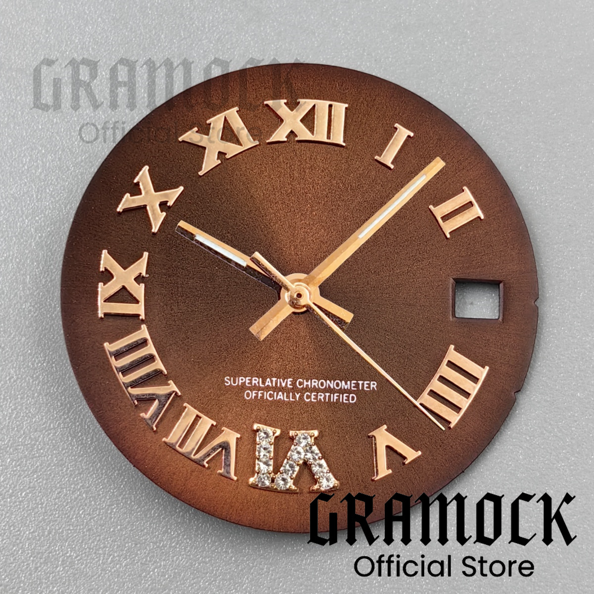 GRAMOCK 25mm Brown Roman Watch Dial Hands Sunberst Diamond Dial For NH15 Automatic Lady's 31mm Wristwatch Modified Accessories