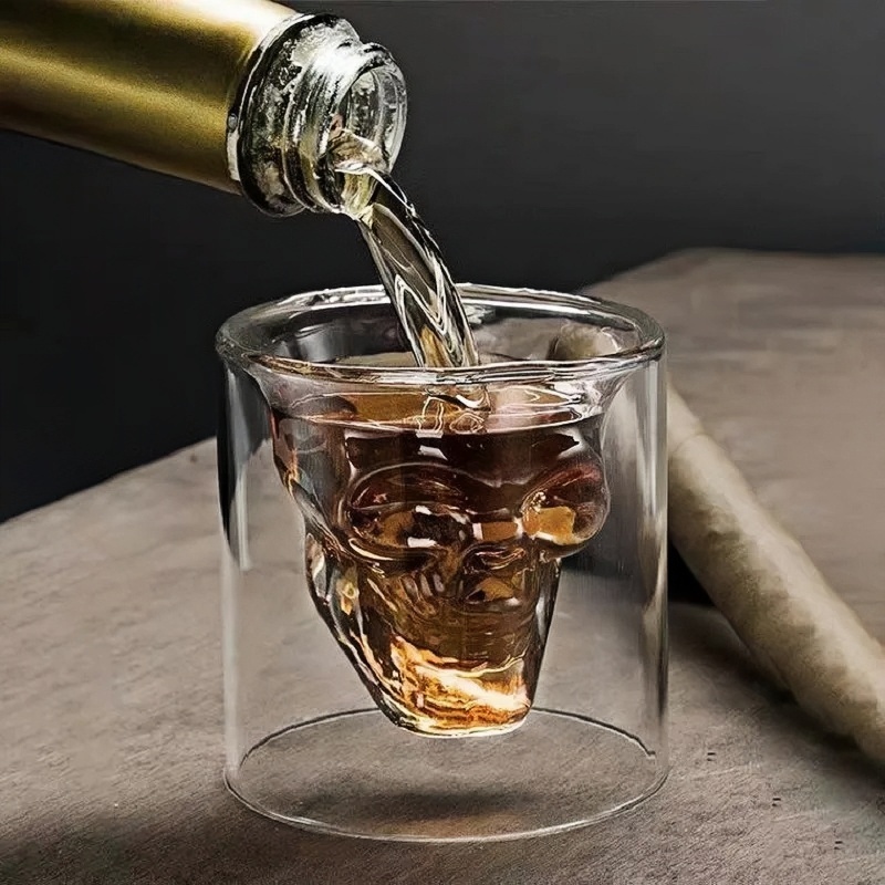 Skull Glass Cups 25/75/150/250ml Crystal Clear Creative Designer Party Bar Drinking Glasses Unique Novelty