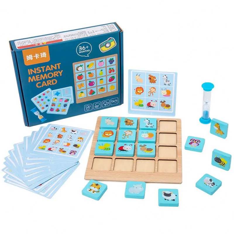 Wooden Memory Game , Montessori Chess Game Brain Power Educational Toy