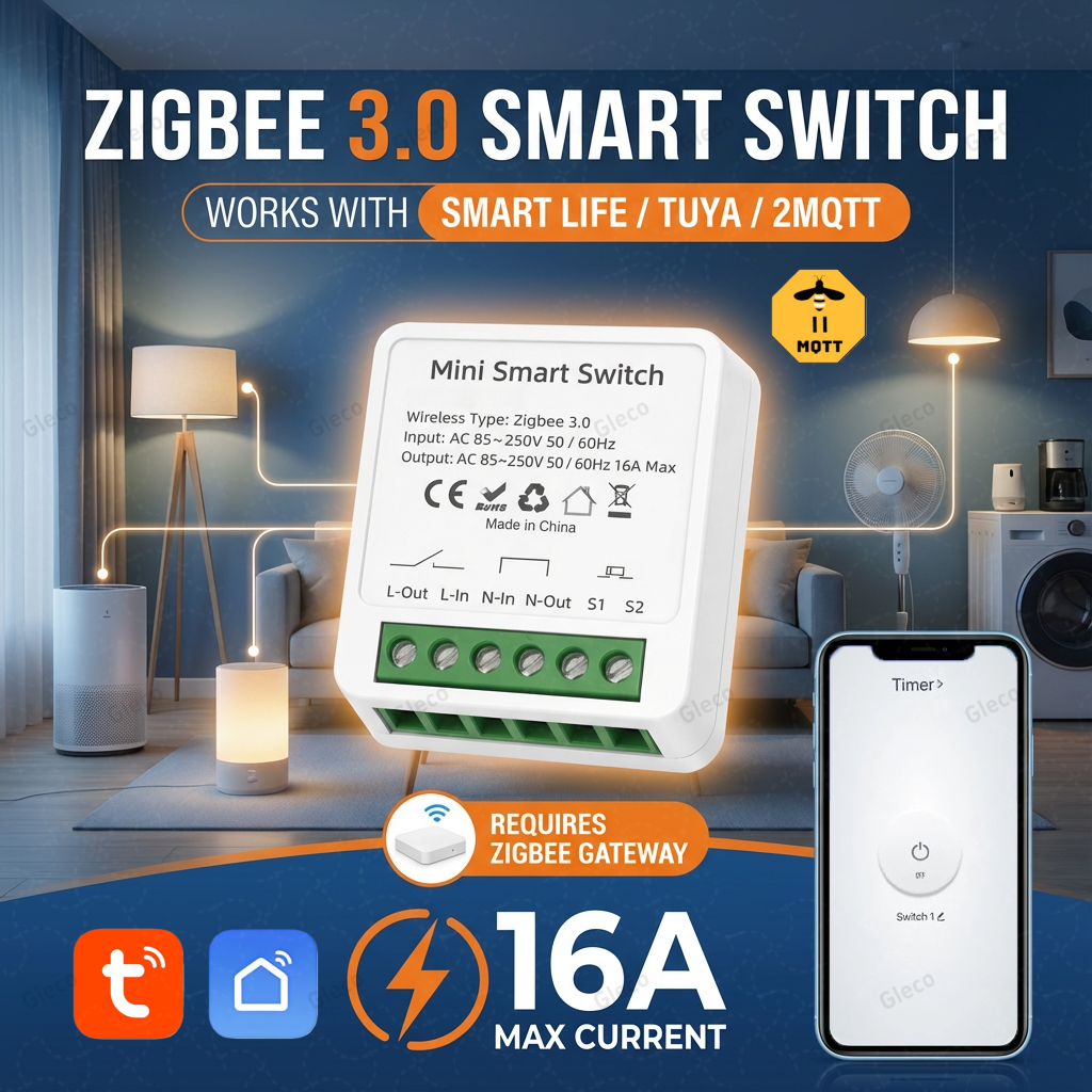 ZigBee Smart Switch Module 16A Mini DIY Intelligent Light Relay Breaker Smart Life Tuya Home Automation For Alexa Z2M