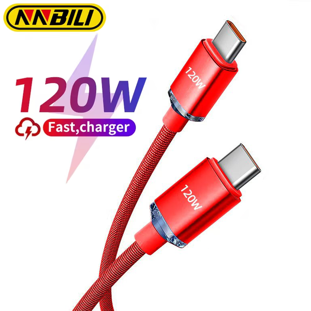 NNBILI 120W 7A Type C to Type C Cable For iPhone 15 Mobile Phone Fast Charge USB C Cable Quick Data Charger Cords