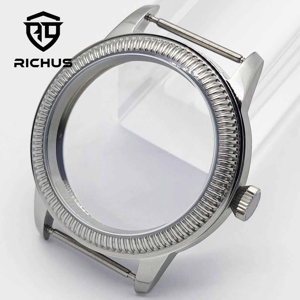 RICHUS ETA6497 Watch Case 44mm Silver Watch Case Fit ETA6497 6498 ST3600 3620 Movement Watch Accessories