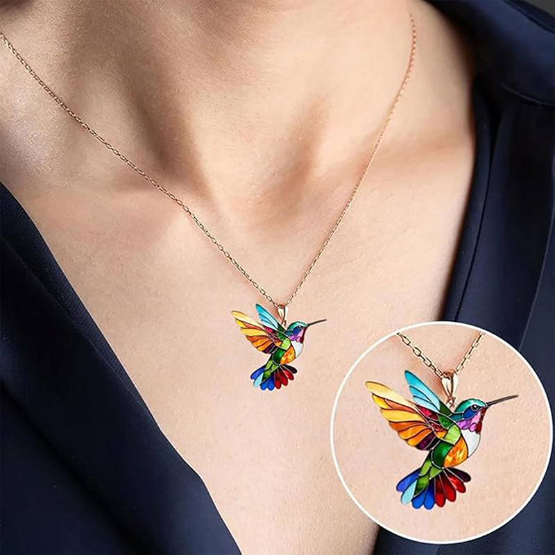 Fashion Hummingbird Necklace Jewelry For Women Exquisite Anniversary s For Loved Ones Necklace Alloy Colorful