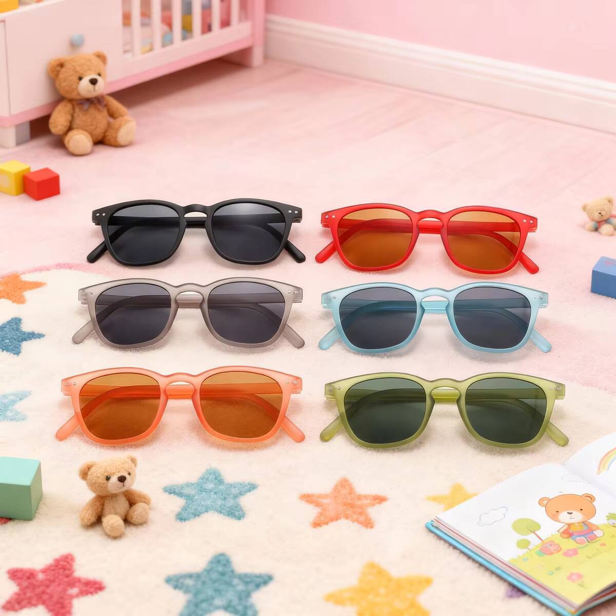 2026 1/3/6PCS UV400 Matte children's decorative mirror, new fashionable trendy children's sunglasses, children's sunglasses