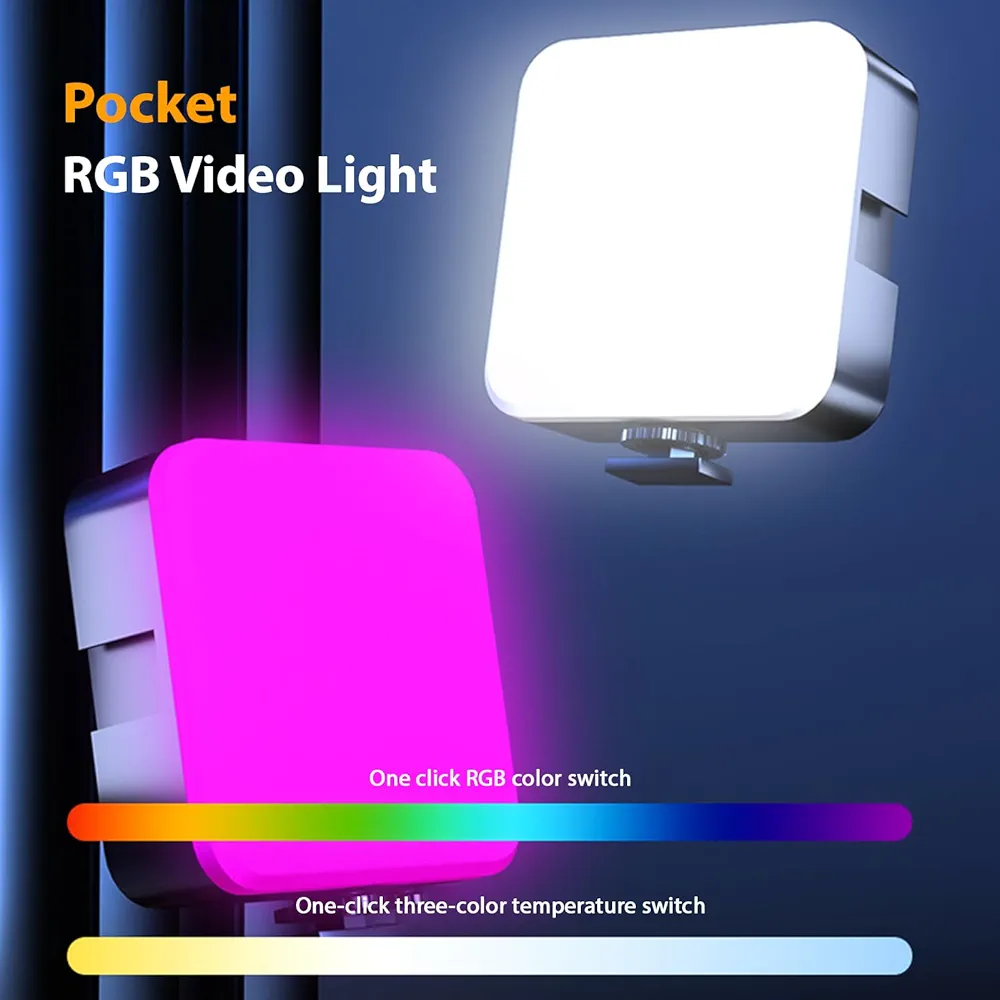 Pocket Video Colorful RGB Light & Option Non RGB Light Use For Mobile/Tab/Camera/Laptop/Desktop, Portable And Easy To Carry