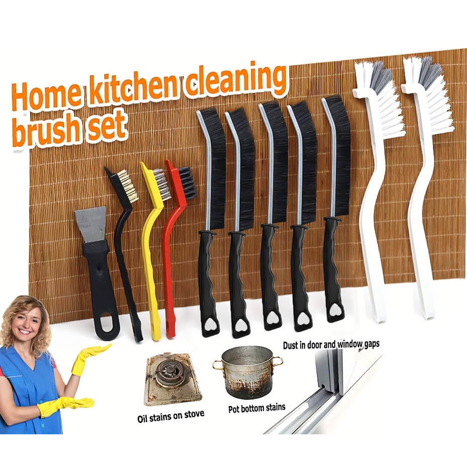 8/11/13Pcs Household Gap Cleaning Brush Set Crevice Tool Hard Bristle for Stiff Angled Corner Cleaning Supplies Kitchen Bathroom
