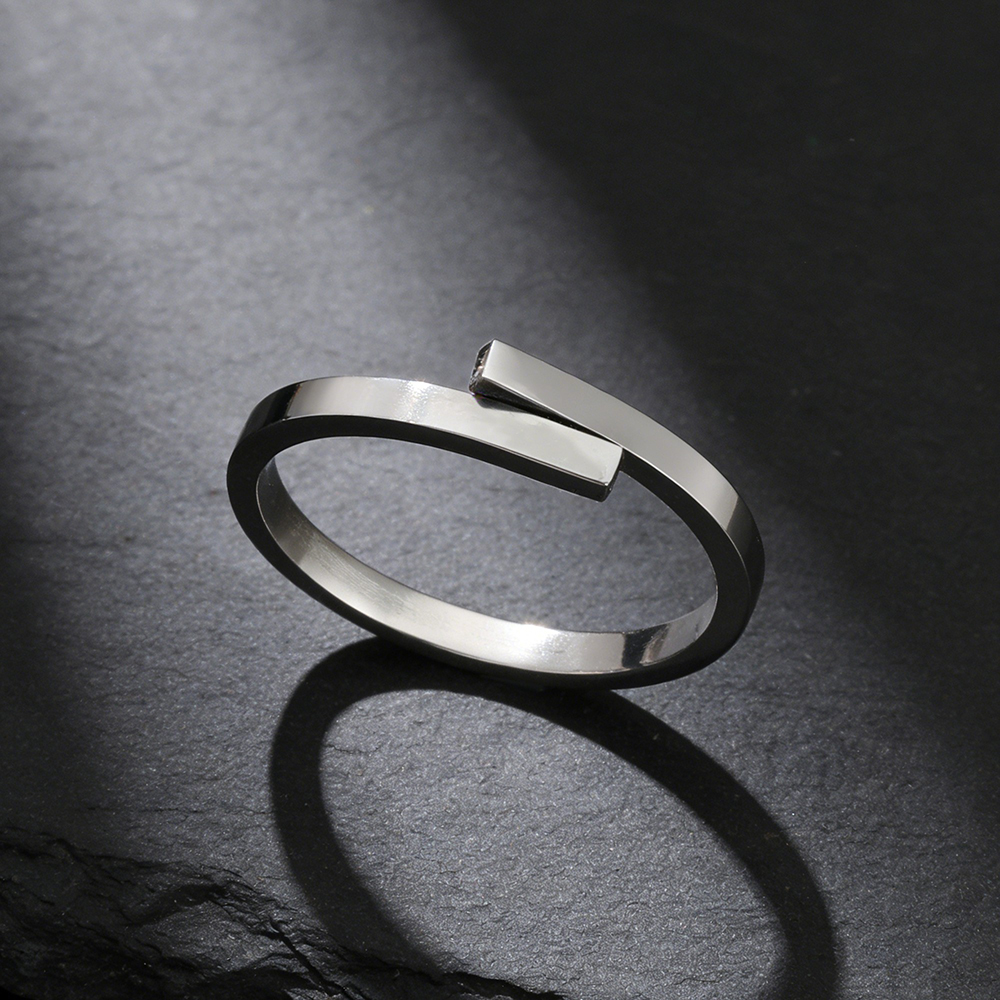 Silver Plated Stainless Steel Minimalist Open Ring Unisex Adjustable Finger Accessory Fashion Jewelry