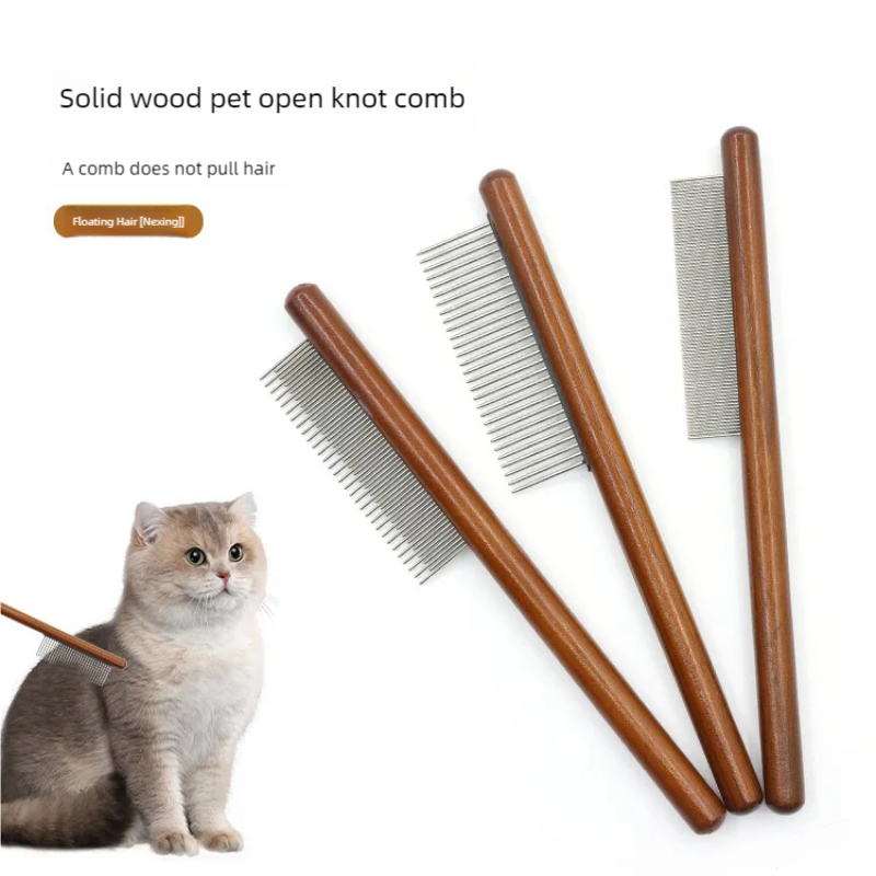 Long Hair Cat Comb Brush - Needle Comb for Cats to Open Knots & Remove Floating Hair Pet Grooming Accessories Row Comb