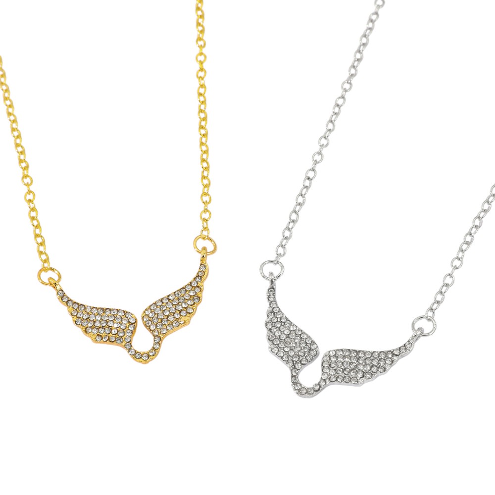 Minimalist Angel Wing Necklace, Delicate Gold or Silver Plated Chain, Zircon Pendant, Simple and Elegant