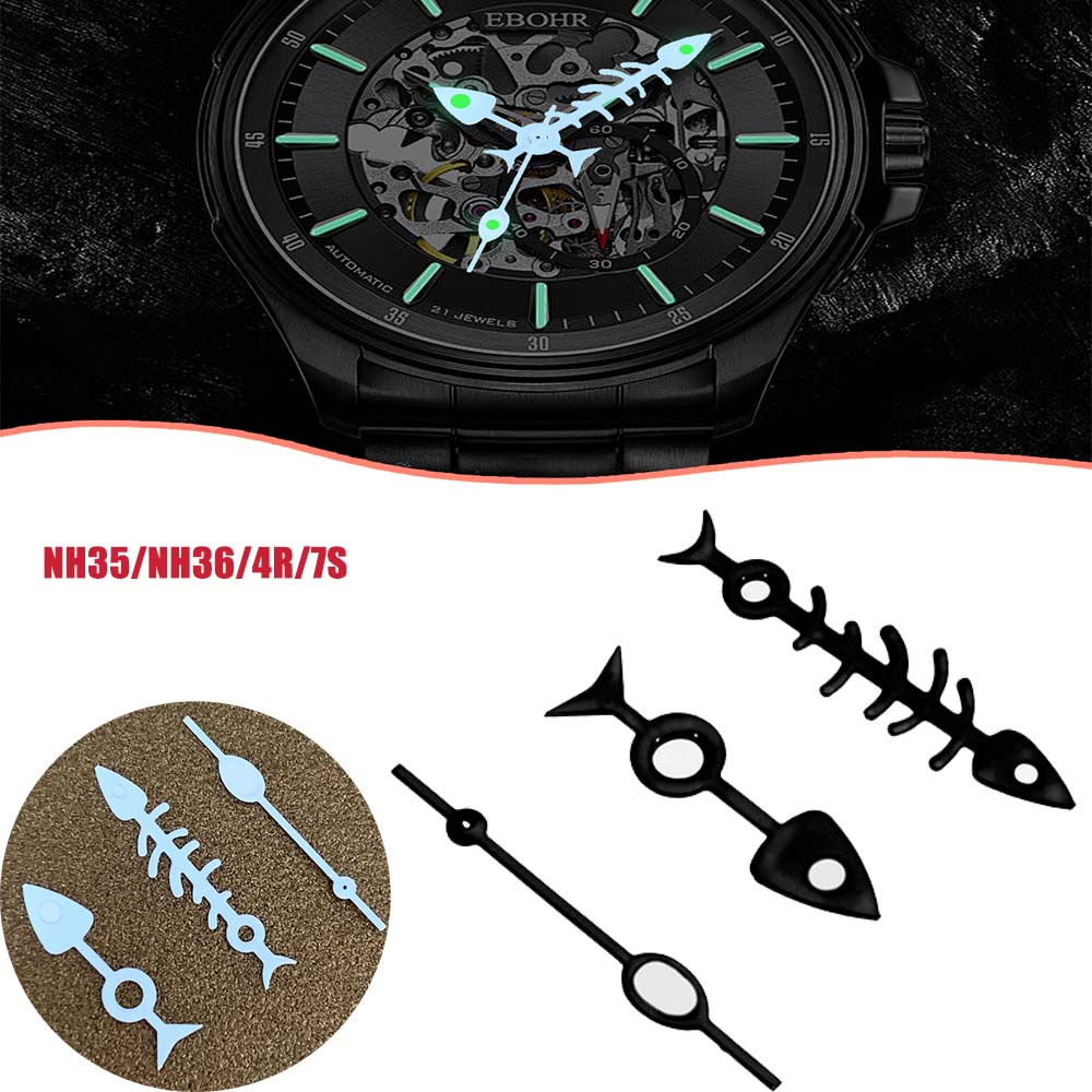 NH Black white watch hands green luminous hands fit NH34 NH35 NH36 NH38 NH39 NH70 NH72 Movement