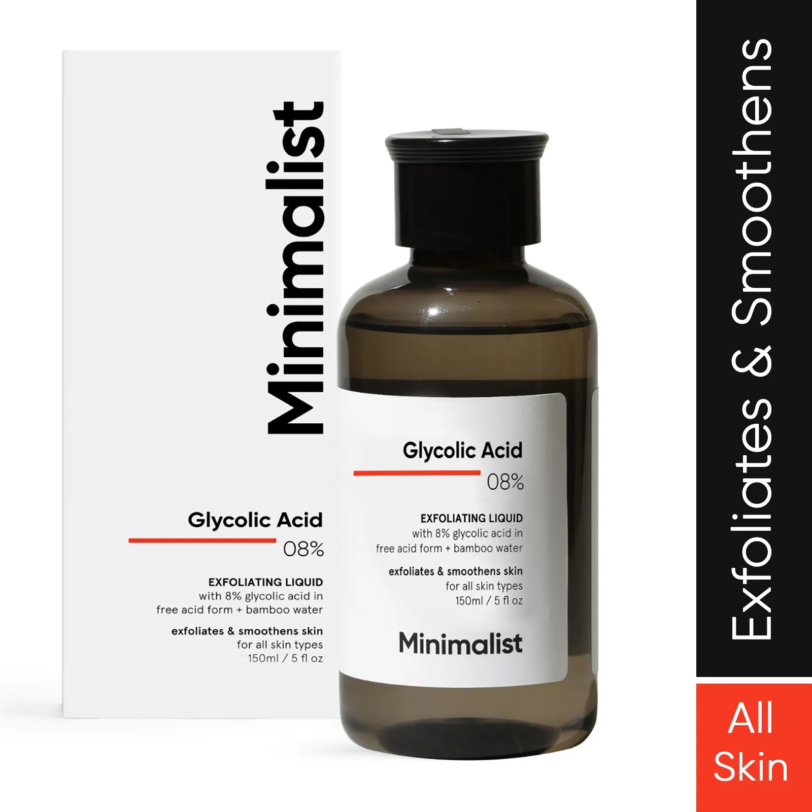 Minimalist 8% Glycolic Acid Toner for Glowing Skin 150ml
